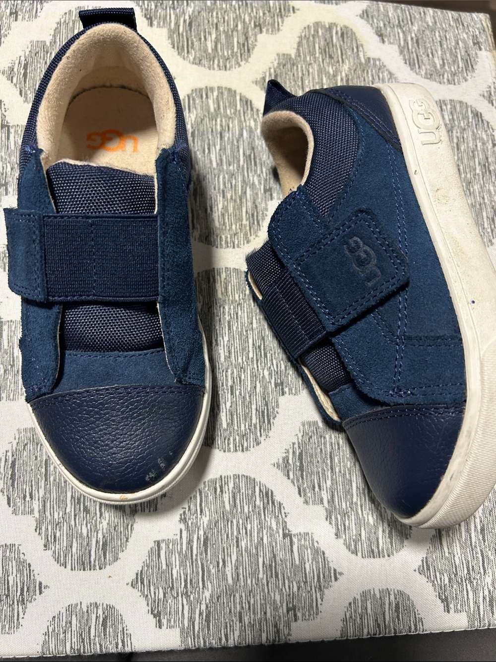 UGG Kids Navy Blue Hook-and-Loop Slip-On Sneakers